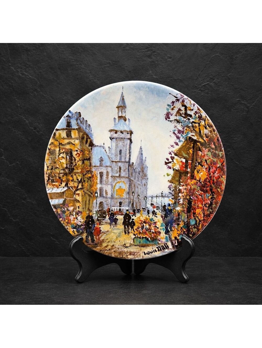 Vintage Louis Dali Limoges Paris Plate Le Marché aux Fleurs Ltd Edition 8.25"
